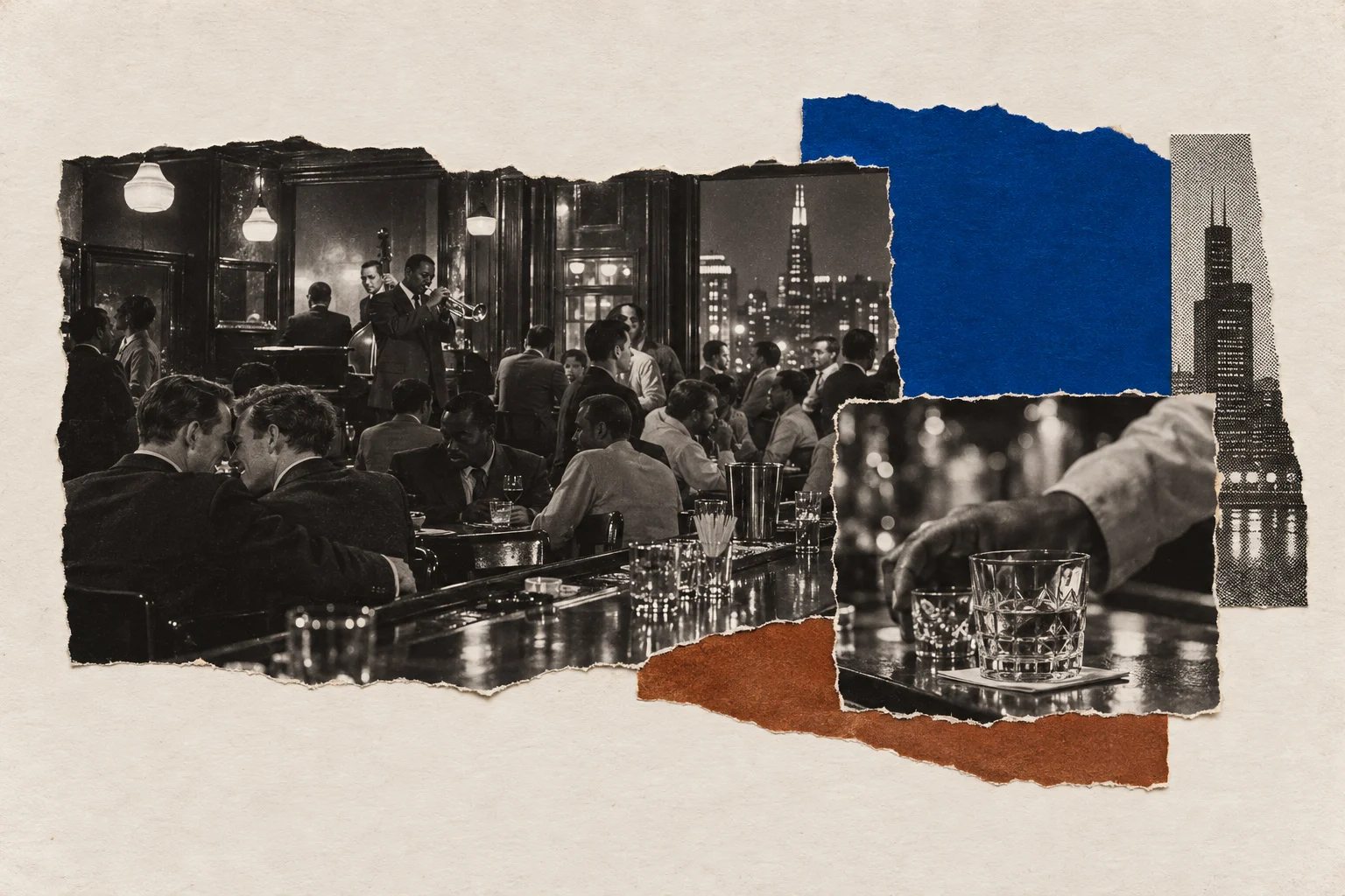 Eat & nightlife in Chicago, collage for the KEVNS City Collages series