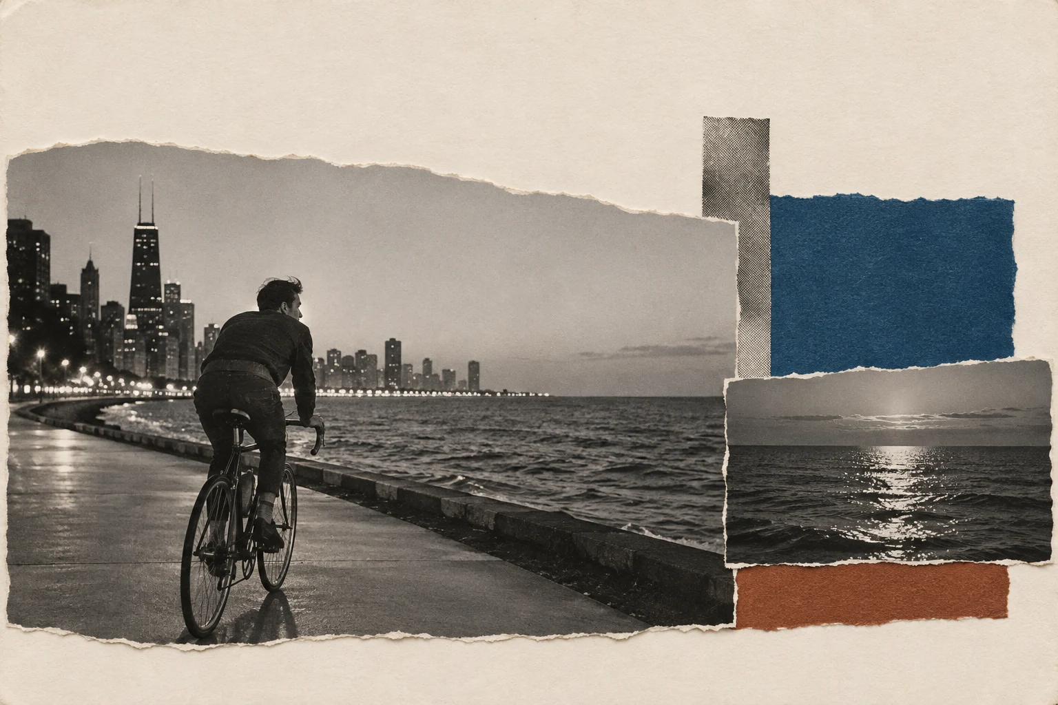 Outdoors in Chicago, collage for the KEVNS City Collages series