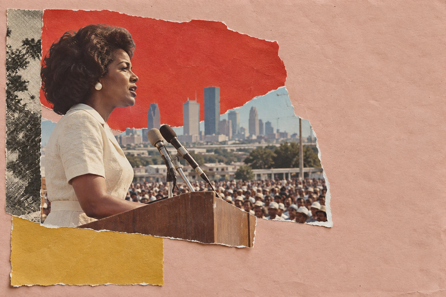 People in Houston, collage for the KEVNS City Collages series