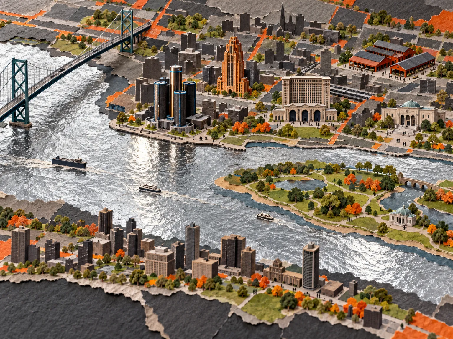 Illustrated collage map of the city
