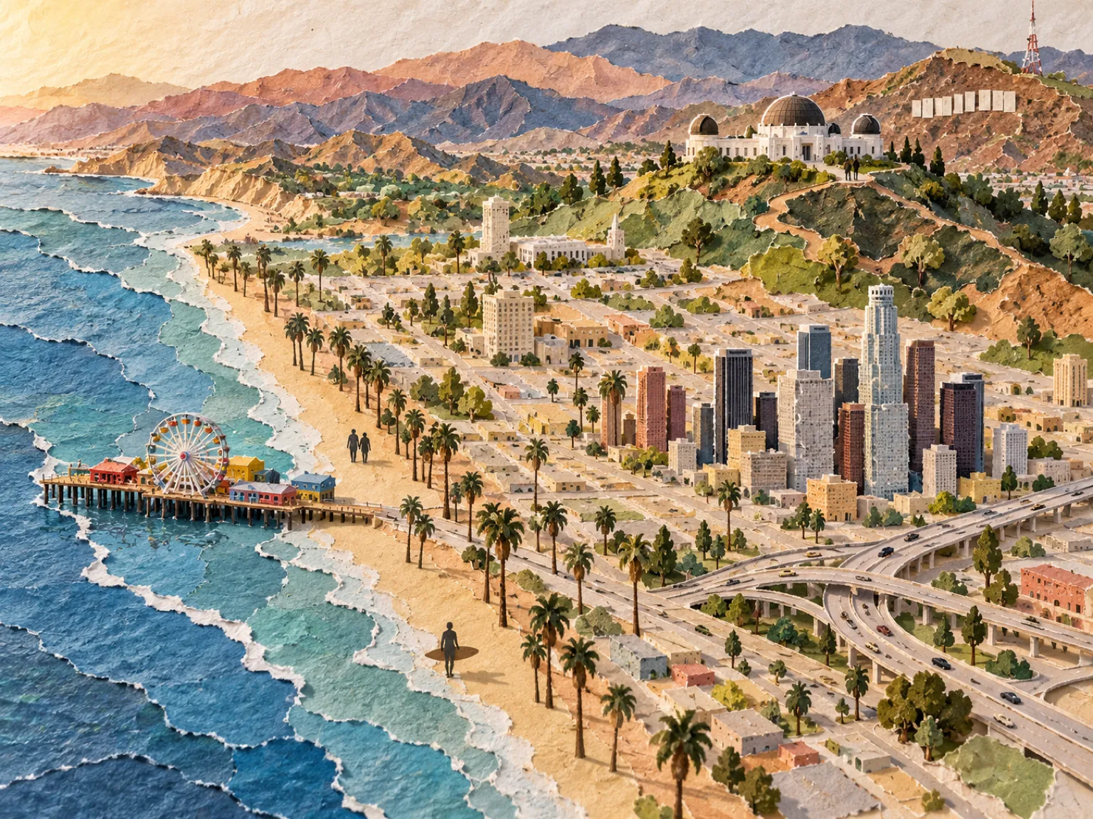 Illustrated collage map of the city