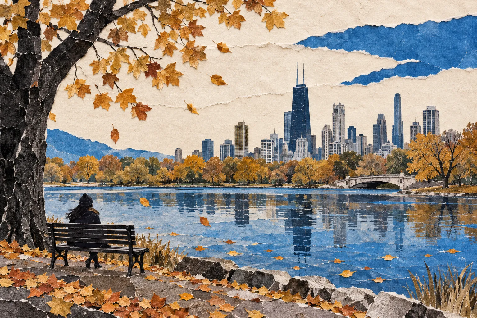 Chicago in fall, collage