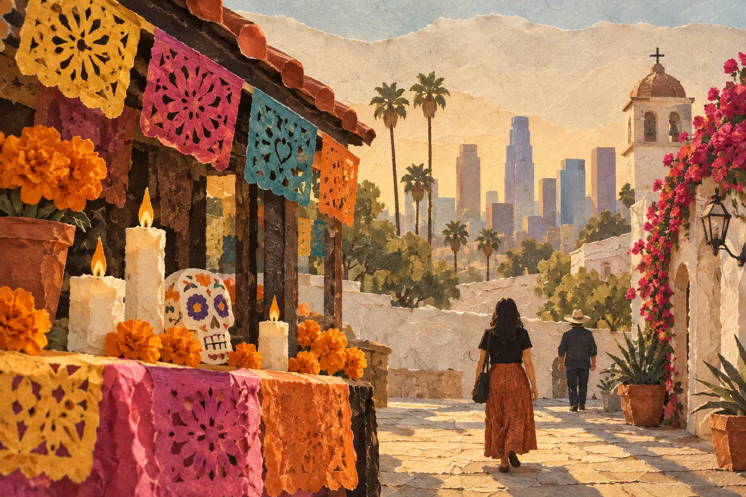Los Angeles in fall, collage
