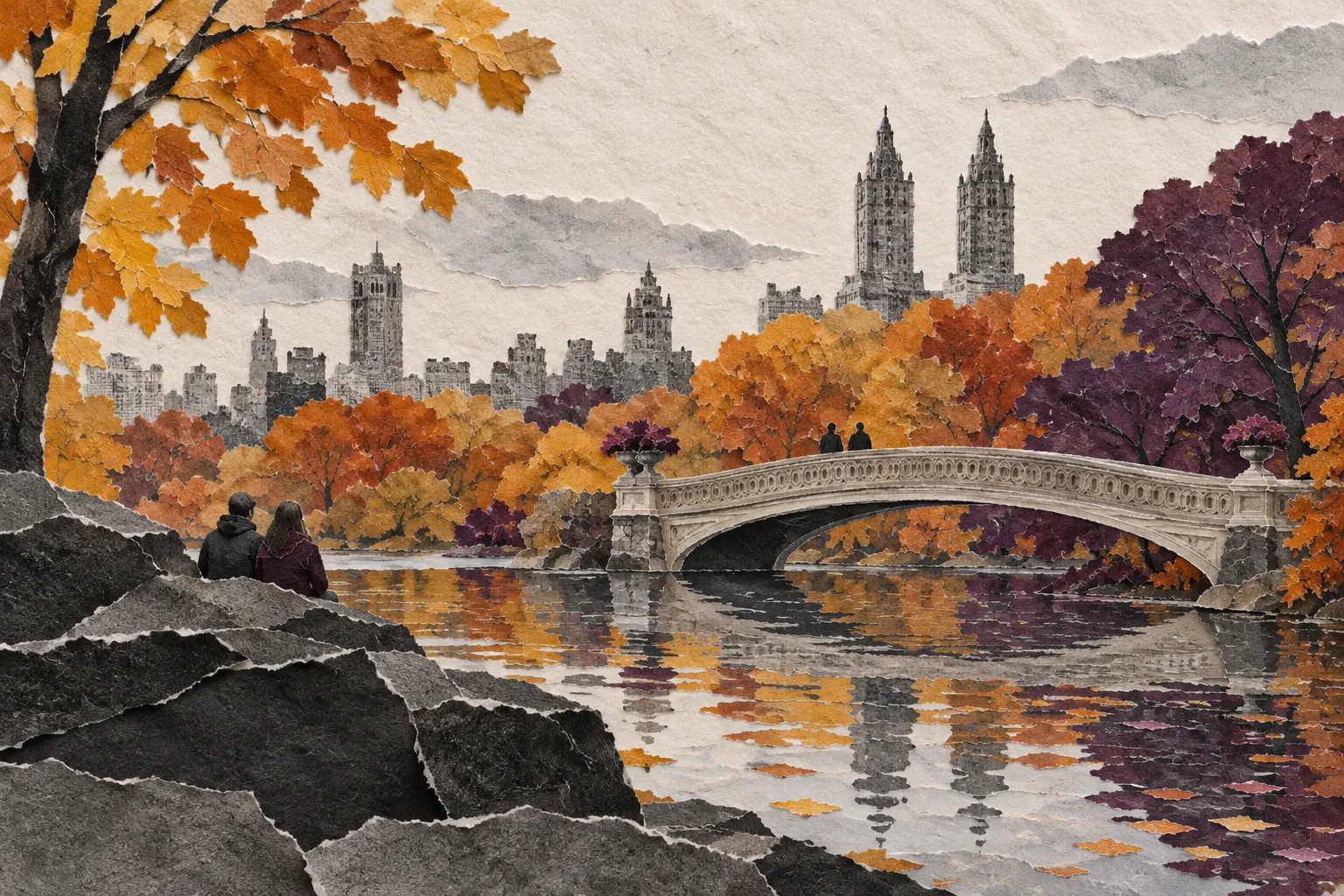 New York in fall, collage