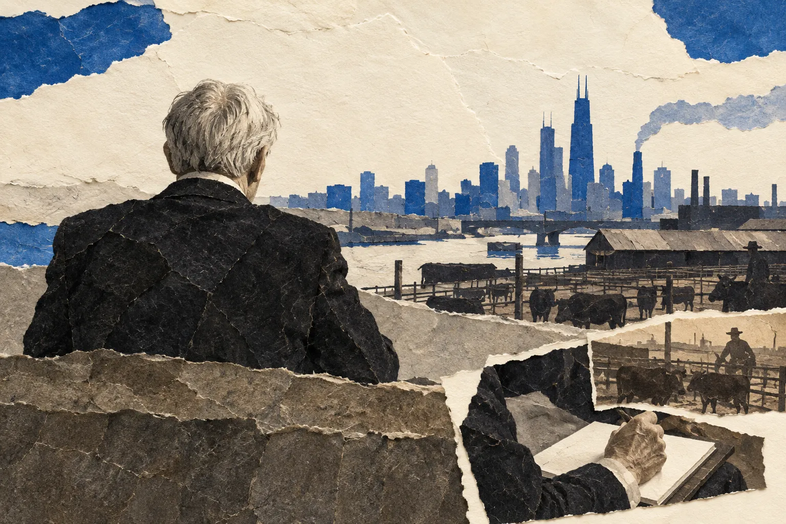 Carl Sandburg, collage portrait for the KEVNS City Collages series