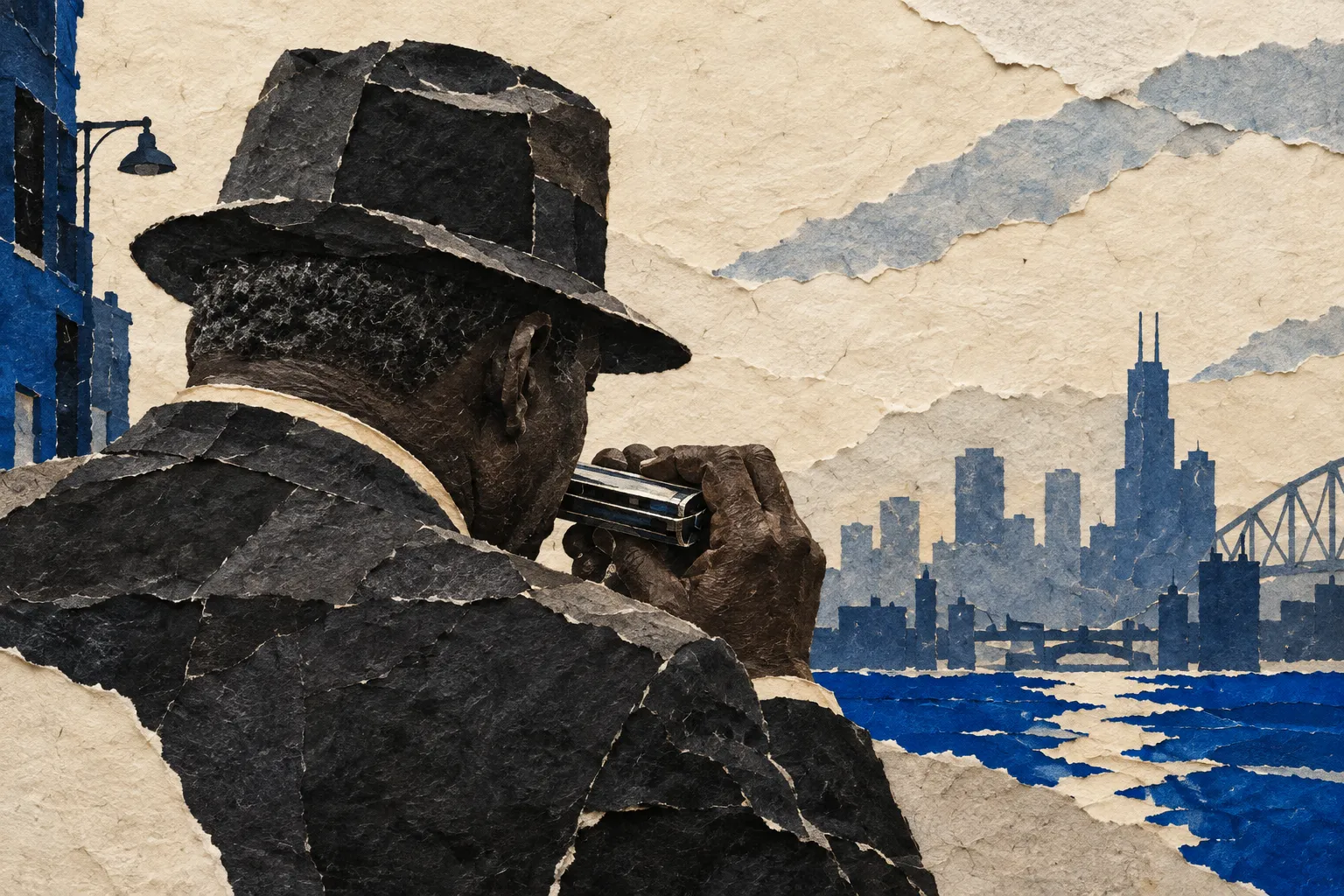 Howlin' Wolf, collage portrait for the KEVNS City Collages series