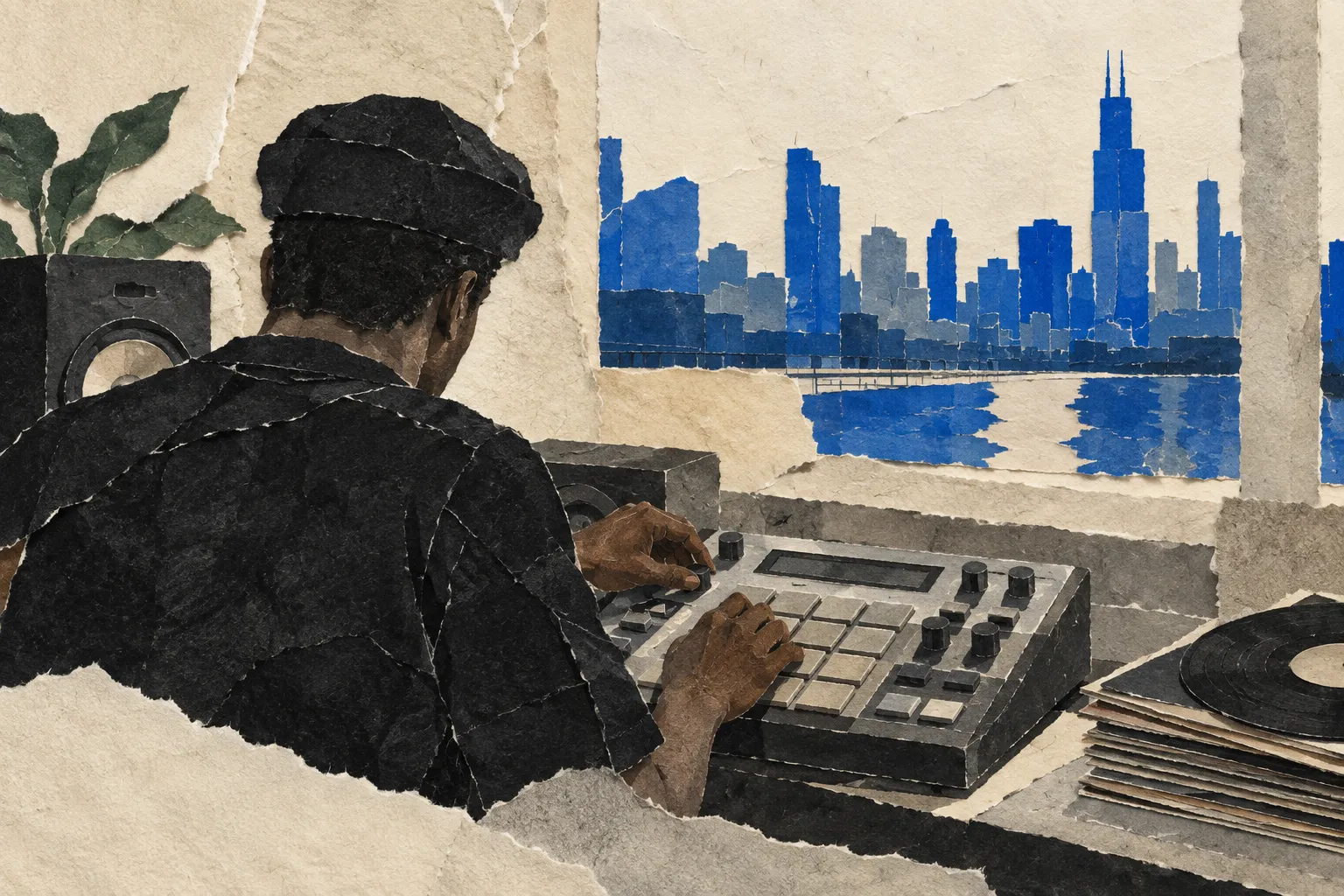 Marshall Jefferson, collage portrait for the KEVNS City Collages series