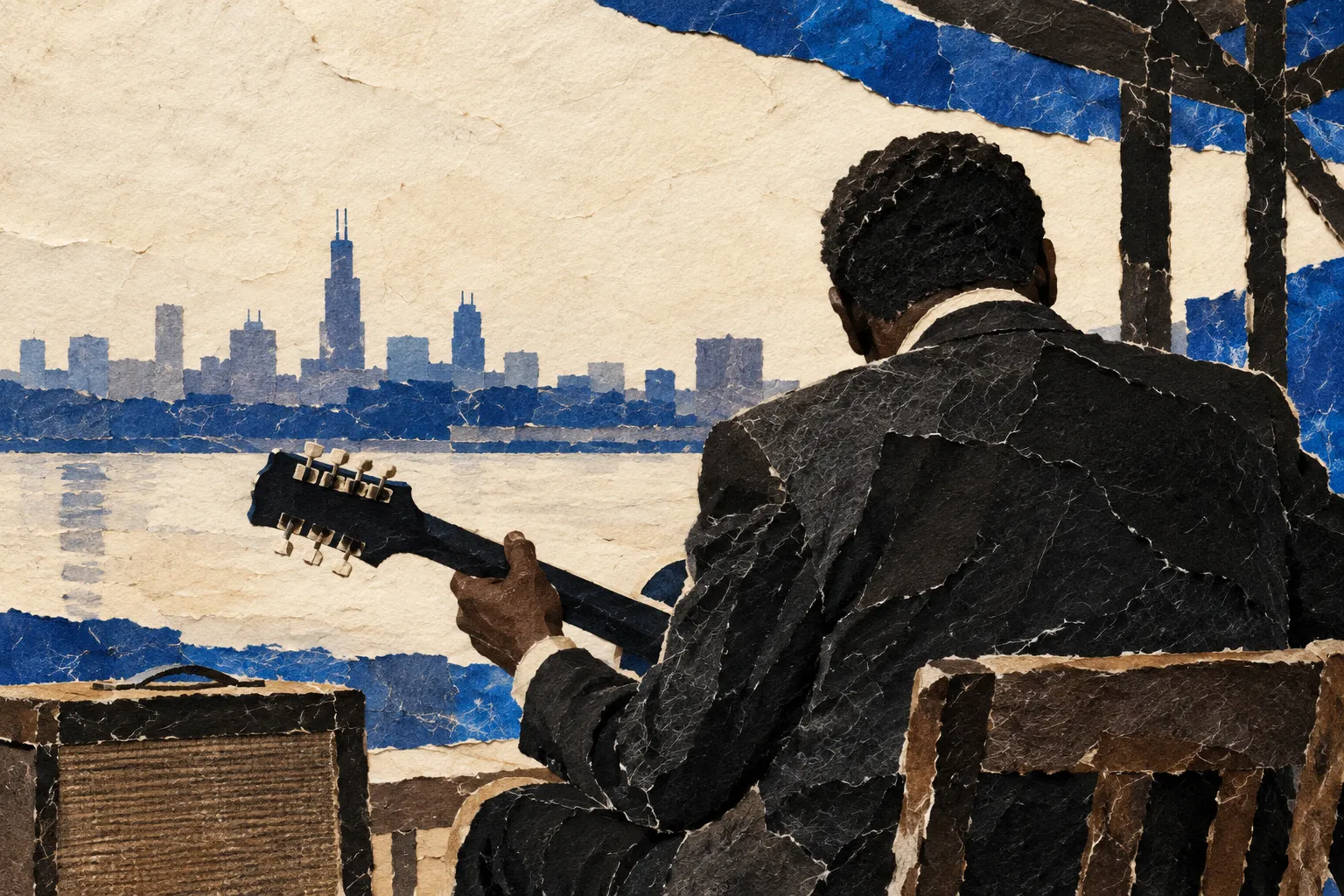 Muddy Waters, collage portrait for the KEVNS City Collages series