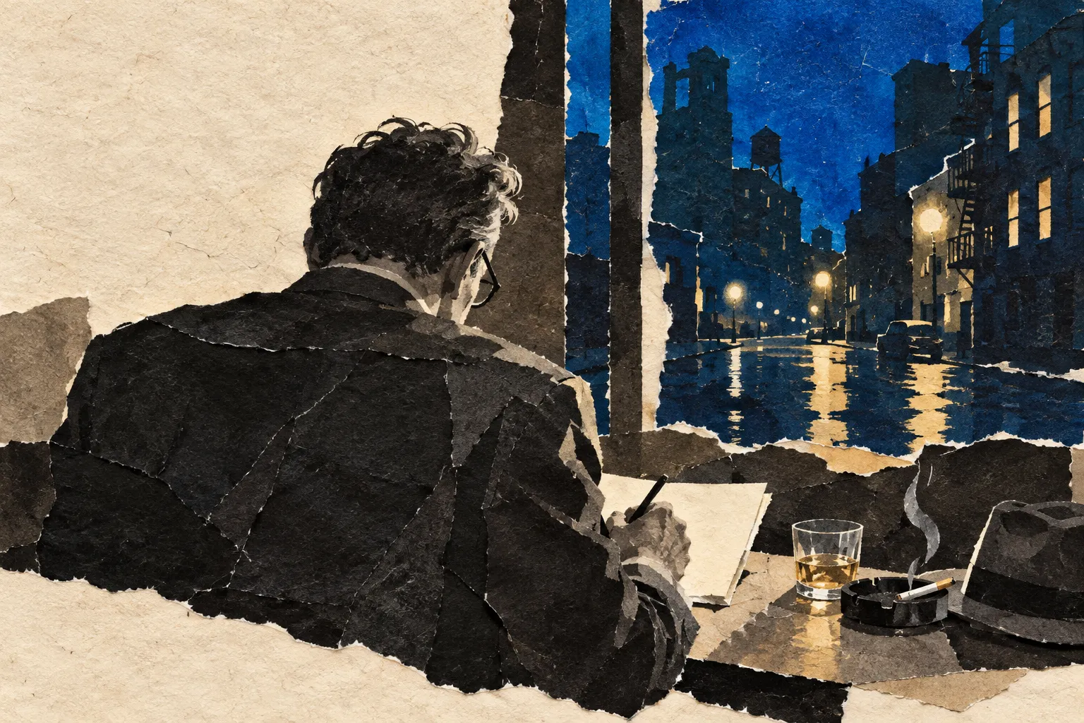 Nelson Algren, collage portrait for the KEVNS City Collages series