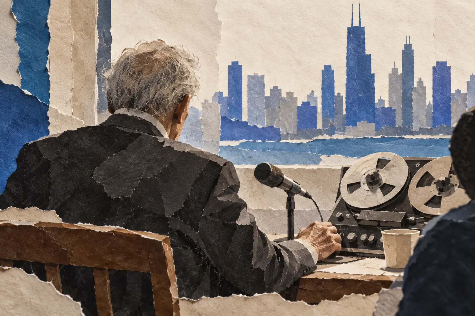 Studs Terkel, collage portrait for the KEVNS City Collages series