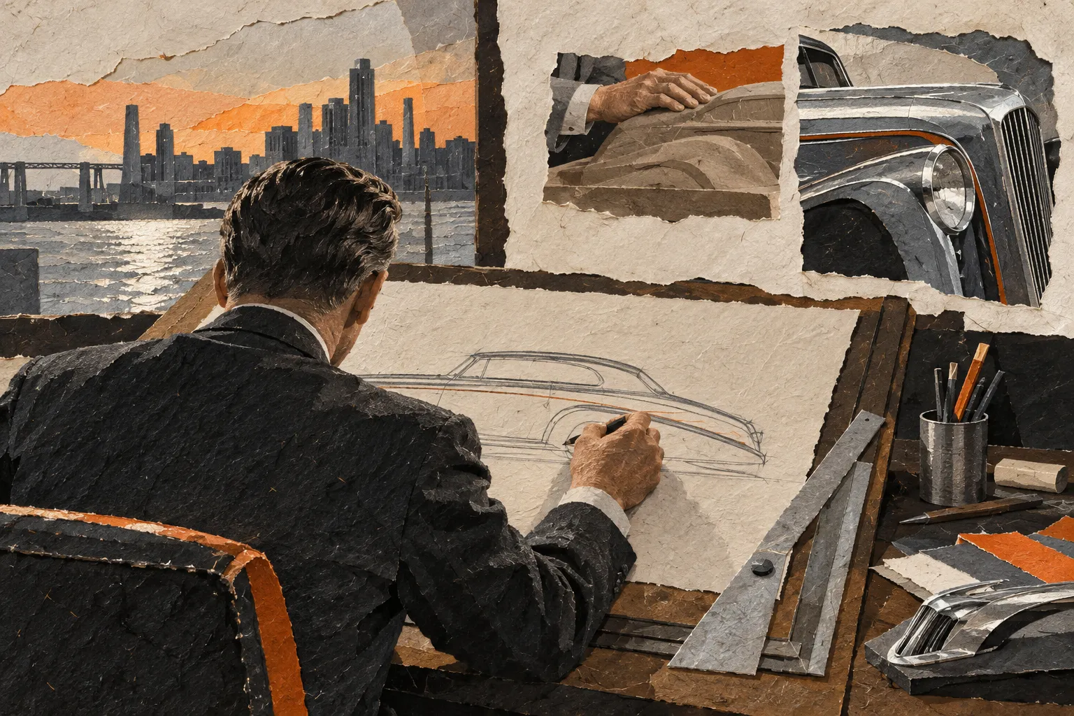 Edsel Ford, collage portrait for the KEVNS City Collages series