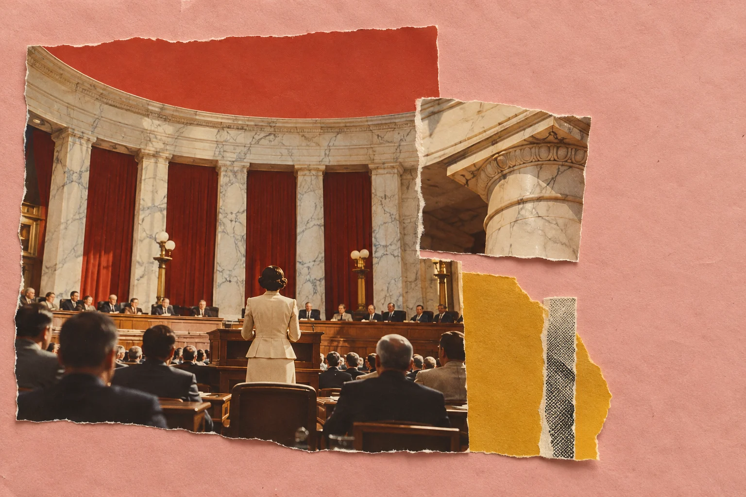 Barbara Jordan, collage portrait for the KEVNS City Collages series
