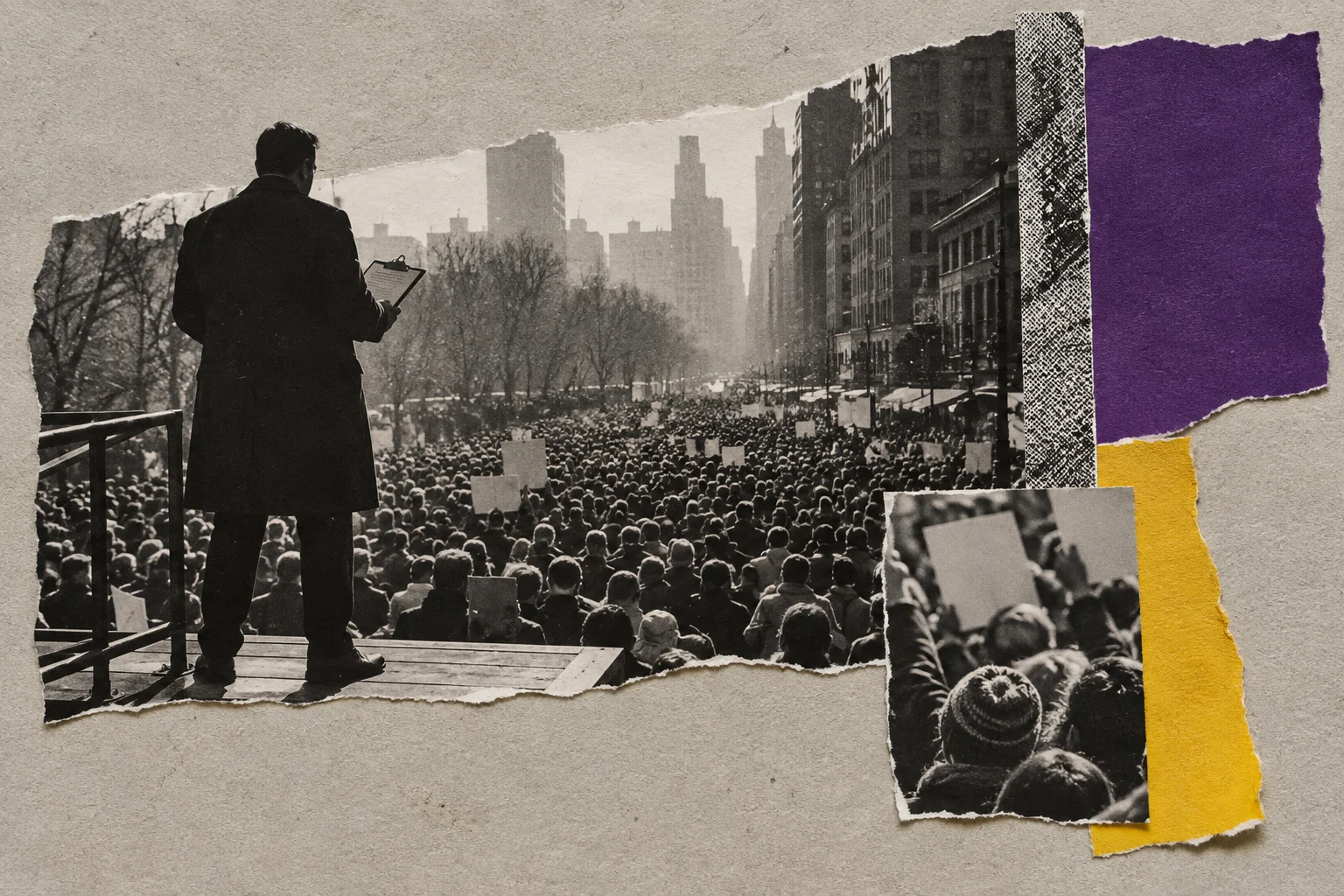 Bayard Rustin, collage portrait for the KEVNS City Collages series