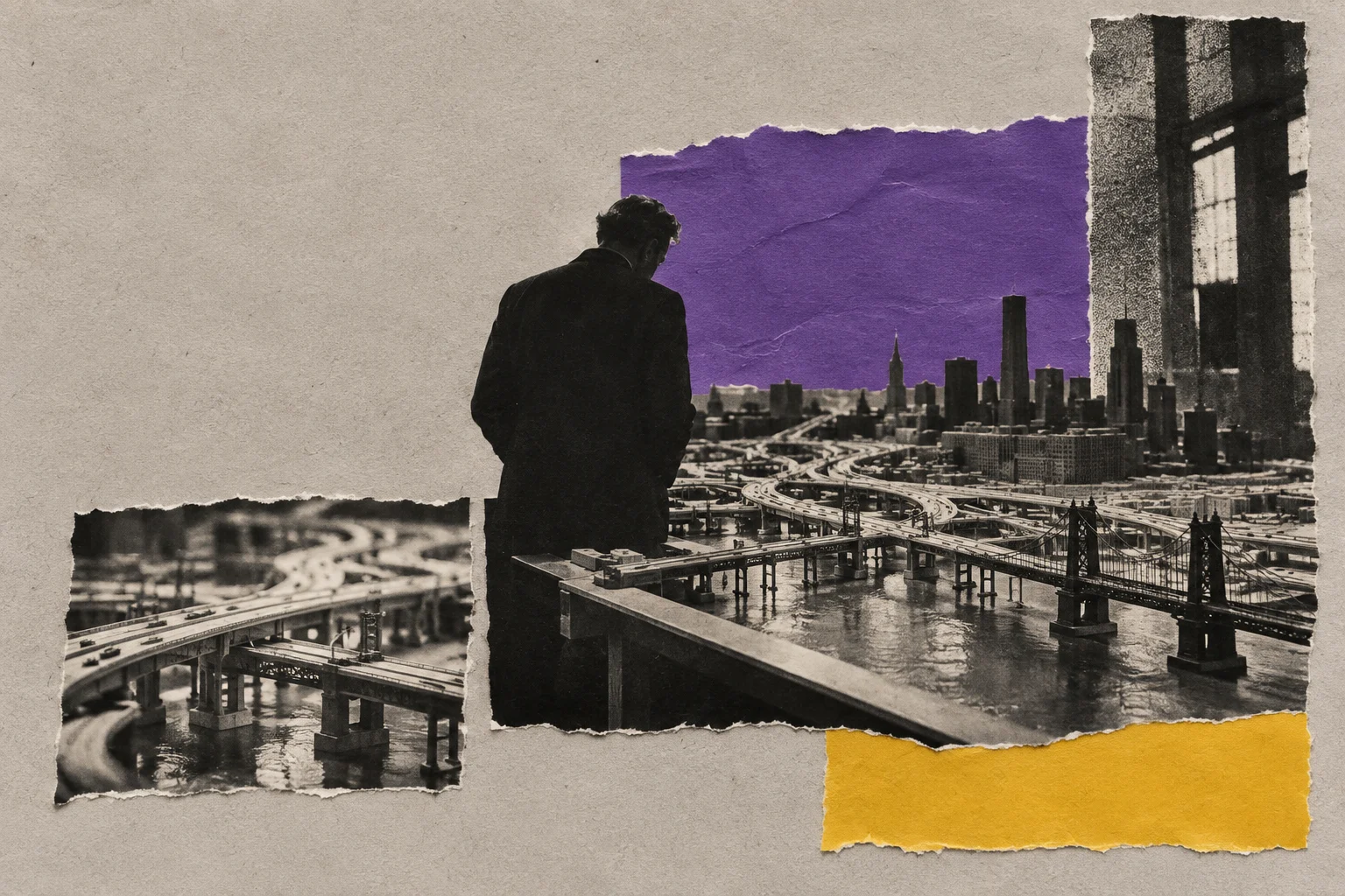Robert Moses, collage portrait for the KEVNS City Collages series